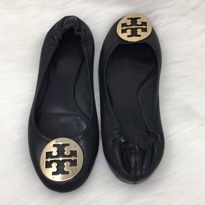 TORY BURCH Flats - Black w/ Gold Emblem - Sz 9